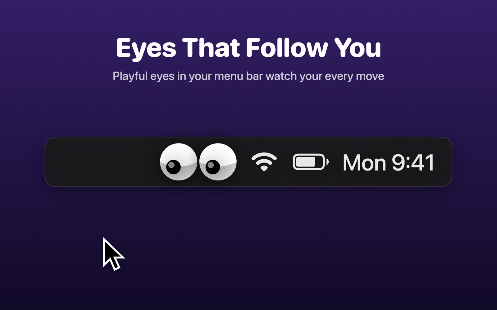The eyes in a Mac menu bar, watching the pointer